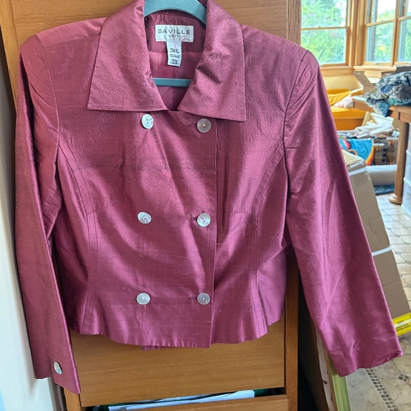 SAVILLE Raw Silk Mauve Pink Suit - Picture 1 of 3